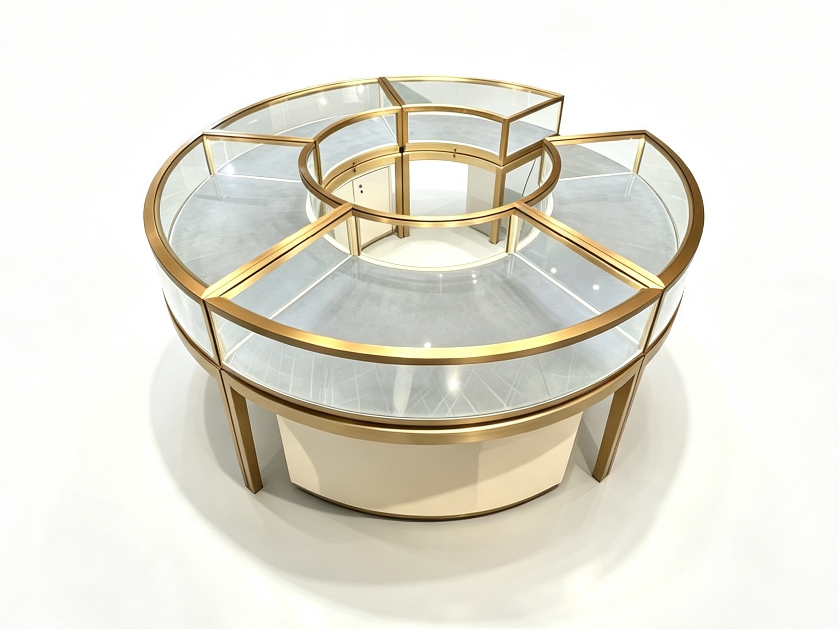 Light Luxury Curved Circular Glass Jewelry Display Island Counter