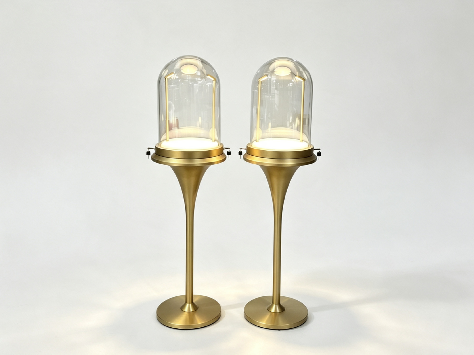 Titanium Gold Tall Floor Standing Cloche Showcase