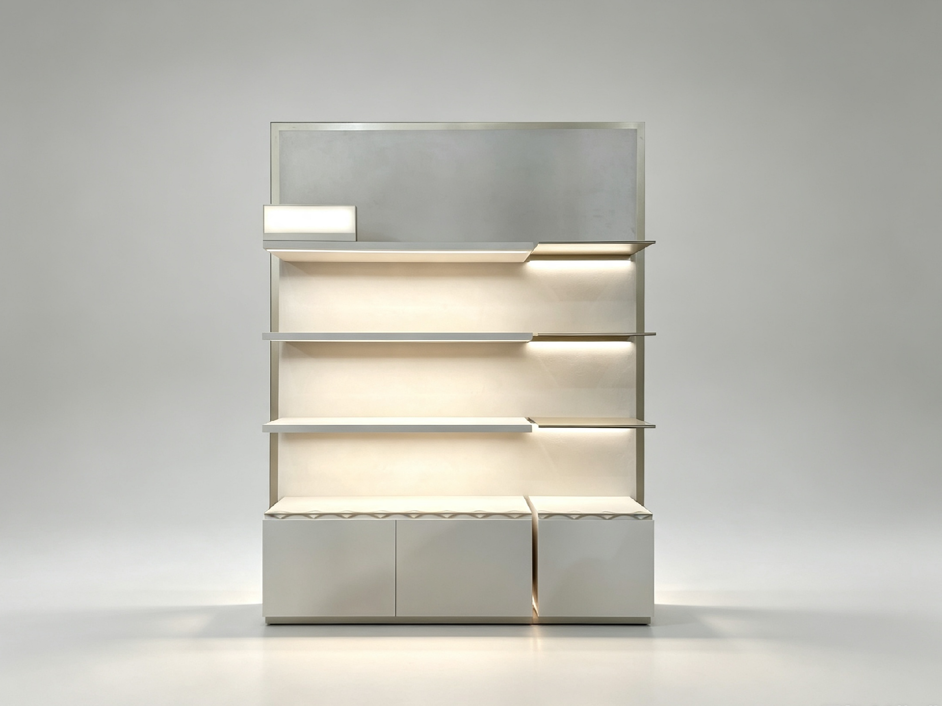 Custom Minimalist Light Backlit Wall Display Shelving Unit